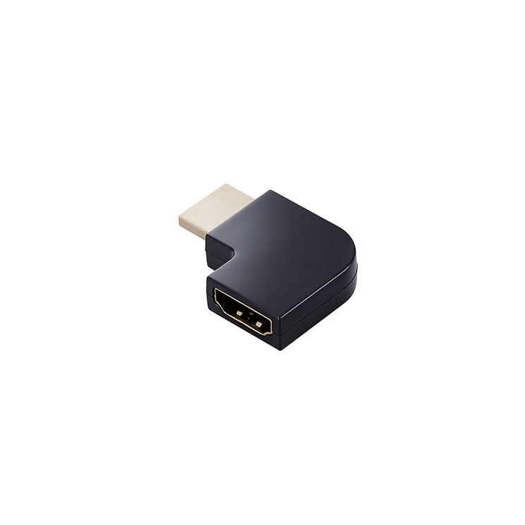 HDMI 変換 アダプタ L字 左向き 90度 オスメス変換 HDMIケーブル 延長 コネクタ 4K 60p 金メッキ RoHS指令準拠 ブラック ELECOM