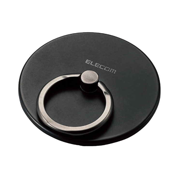 スマホリング マグネット リング 着脱可能 【 MagSafe 対応 iPhone 】 スマホスタンド機能 薄型 マット加工 スマホグリップ ブラック ELECOM