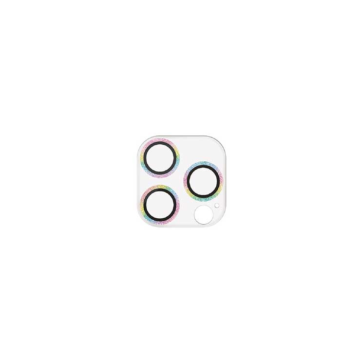 iPhone 15 Pro / 15 Pro Max Camera Film, Glass, Glitter Finish, High Transparency, Tempered Glass, 10H Surface Hardness, Fingerprint Resistant, Shatterproof, Camera Lens Protector Cover, &me Rainbow, ELECOM