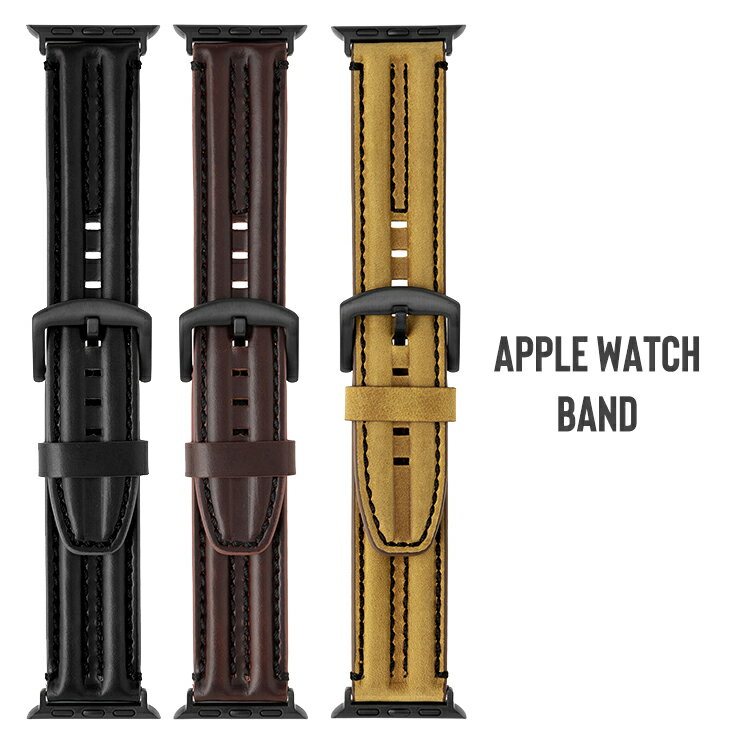 AppleWatch バンド ベルト レザー 本革 3D ライン デザイン 41mm 40mm 38mm 対応 交換用 ブラック キャメル デザイン CORVIN アップルウォッチ LN-AW41B34