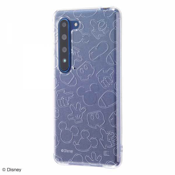 AQUOS R5G TPUソフトケース ディズニー ミッキー カバー キラキラ 可愛い ラメ 透明 かわいい シンプル イングレム RT-DAQR5GA-MKM