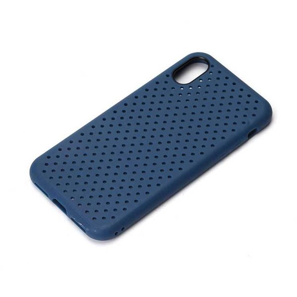iPhone X ケース ネイビー ドットメッシュカバー 耐衝撃 シンプル オシャレ おしゃれ PGA