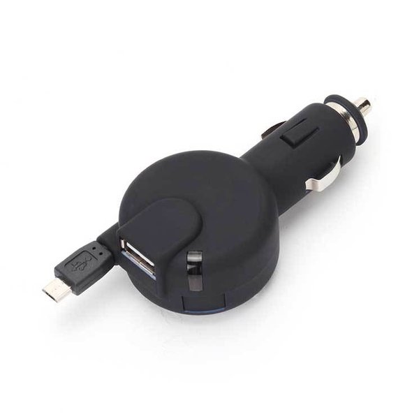 IQOS ケーブル ネイビー microUSB 巻取ケーブル 0.6m USB1ポート搭載 車載用 DC充電器 MAX2.4A PGA