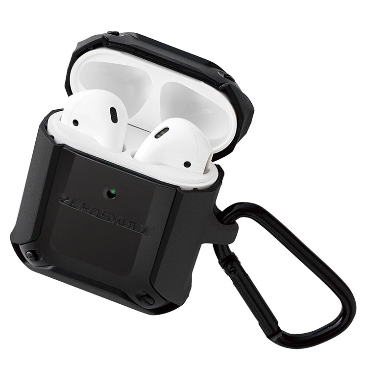 エレコム Airpods ケース カバー 耐衝撃 ワイヤレス充電対応 ZEROSHOCK ブラック AVA-APZEROBK