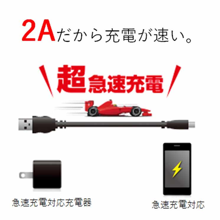 クロスロード 楽天市場店のエレコム microUSBケーブル 2A出力 スタンダード通信・充電 0.8m ブラック MPA-AMB2U08BK｜アングル2
