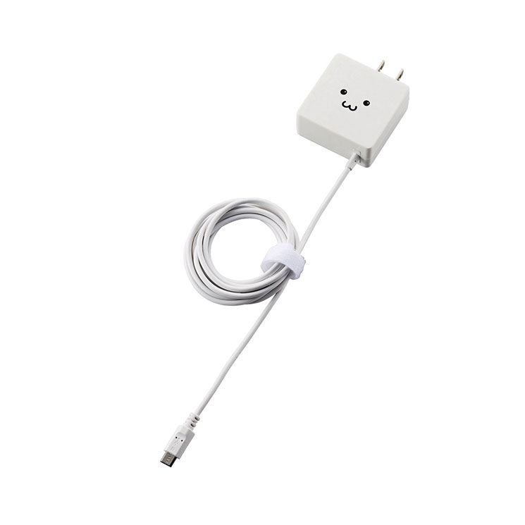 エレコム スマホ充電器 USB充電器 ケーブル一体型 1.8A出力 1.5m フェイス MPA-ACMBC154WF