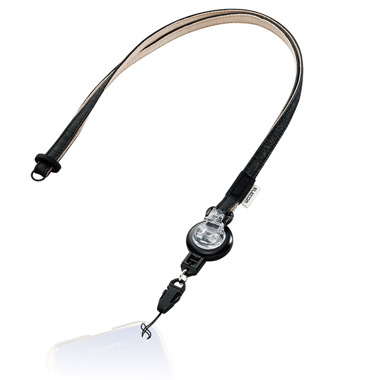 エレコム 携帯用ストラップコードリール付き 落下防止クリップ付き ブラック MPA-ST01BK...