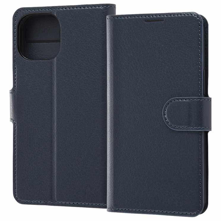 乐天商城 - iPhone 13mini ケース ダークネイビー 耐衝撃 手帳型カバー マグネット カードポケット 収納 スタンド シンプル おしゃれ オシャレ イングレム