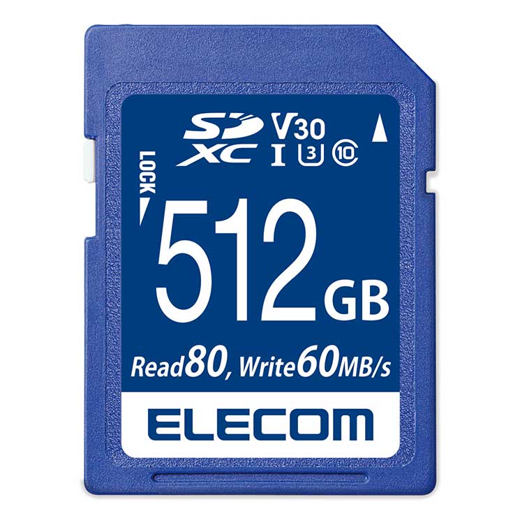 エレコム SDカード 512GB class10対応 高速データ転送 読み出し80MB s データ復旧サービス ELECOM