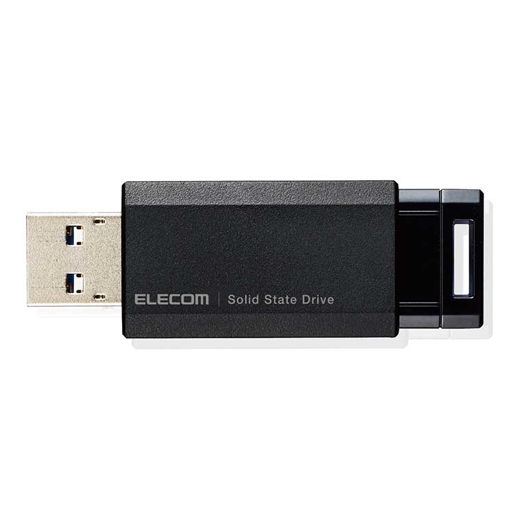 エレコム SSD 外付け ポータブル 500GB 小型 ノック式 USB3.2(Gen1)対応 ブラック PS4 PS4Pro PS5 ELECOM