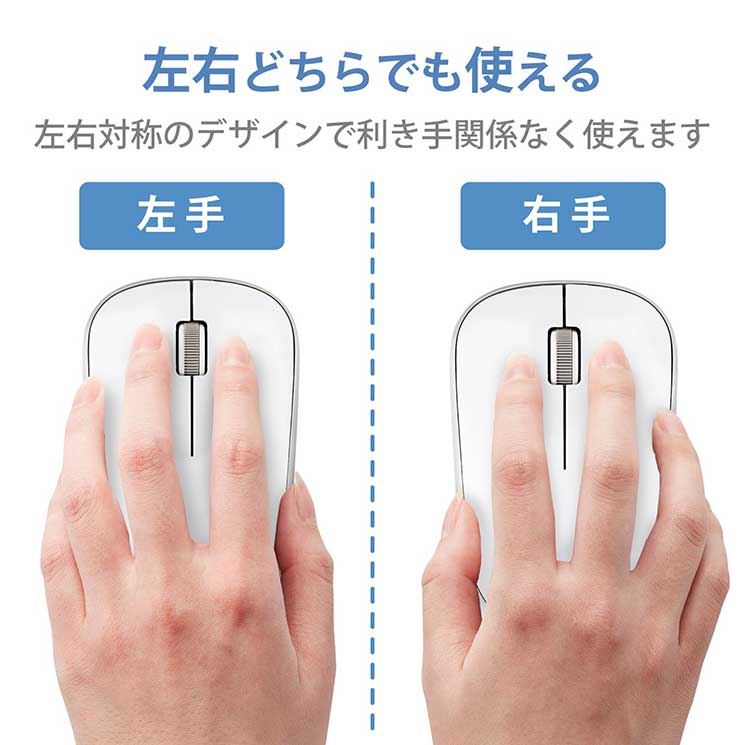 クロスロード 楽天市場店のエレコム ワイヤレスマウス USB 3ボタン IR LED 省電力 シンメトリーデザイン PS5 ホワイト ELECOM｜アングル2