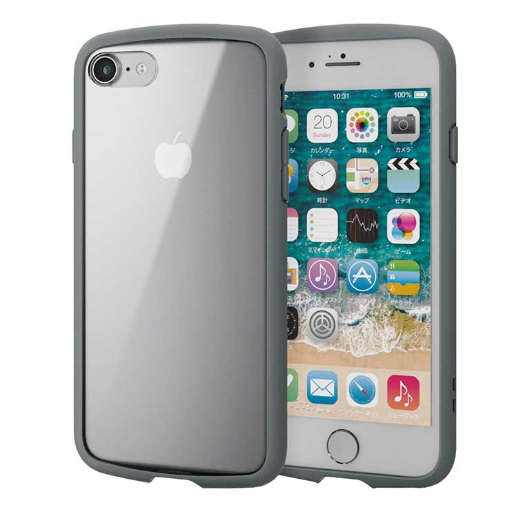エレコム iPhone SE 第3世代 第2世代 8 7 用 ケース カバー ハイブリッド TOUGH SLIM LITE 耐衝撃 軽量 薄型 フレームカラー 背面クリア ワイヤレス充電可 グレー