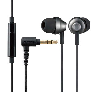 エレコム イヤホン ステレオヘッドホン 有線タイプ カナル型 マイク付 φ3.5mm 4極ミニプラグ 耳栓タイプ 高耐久ケーブル ブラック格安セール