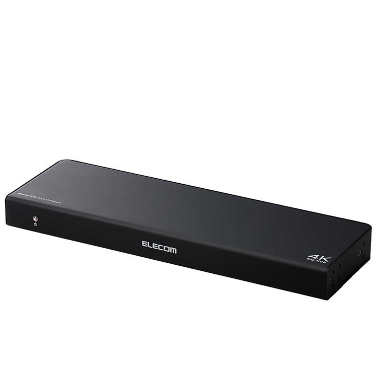 4K60Hz(18Gbps)、HDCP2.2対応により、高精細で臨場感のある映像を8台のディスプレイやプロジェクターなどの映像機器に分配できます。専用ACアダプターを付属し安定した動作を実現、また放熱効率が良いメタル筐体を採用しています。■最大表示解像度：4K60Hz(4096×2160) ■主な対応解像度：4K(4096×2160) 30Hz/60Hz、4K(3840×2160) 30Hz/60Hz、2K(1920×1080) 60Hz、1080i/720p/576p/576i/480p/480i ■HDMI規格：HDMI2.0b ■HDR：HDR10、Dolby Vision(R)、HLG対応(優先出力モード時のみ対応) ■データレート：18Gbps ■映像周波数帯域：600MHz ■対応映像出力機器：HDMI出力端子を搭載したAV機器・家庭用ゲーム機・メディアストリーミング端末・パソコン等 ■対応映像表示機器：HDMI入力端子を搭載したテレビ・ディスプレイ・プロジェクター等 ■ポート数：入力:1、出力:8関連商品エレコム HDMI分配器 4K 60P 対応 1入力 4出力 スプリッ...エレコム HDMIケーブル 10m 4K 60p 金メッキ 長尺 無給...エレコム HDMI分配器 4K 60P 対応 1入力 2出力 スプリッ...37,800円77,000円25,800円エレコム microHDMIケーブル プレミアム スーパースリム 4K...エレコム HDMIケーブル 20m 4K 60p 金メッキ 長尺 無給...エレコム HDMI アダプタ 延長 金メッキ 4K 60p スリムタイ...4,680円91,800円1,680円エレコム HDMIケーブル 1.4 イーサネット対応 5m ブラック...エレコム イヤホン ヘッドホン 延長コード マイク対応 3.5mmステ...エレコム イヤホンジャック マルチイヤホンスプリッター 3分配 φ3....4,409円1,380円2,680円エレコム スタンド型アダプター Fire TV Stick 第2世代以...エレコム イヤホンジャック マルチイヤホンスプリッター 5分配 φ3....エレコム Type-C-4極φ3.5mmステレオミニプラグ変換ケーブル...4,061円3,080円2,080円