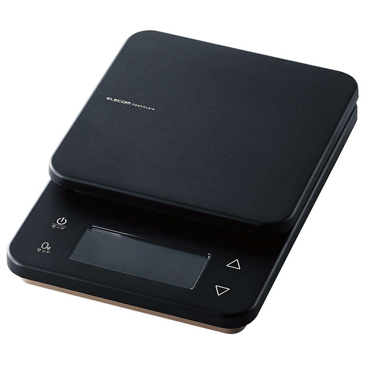 エレコム キッチンスケール デジタルスケール 計量器 はかり 最大3kg 0.5g単位 バックライト付き カロリー計測 炭水化物量計測 3種登録可 ごはん+2種 ブラック