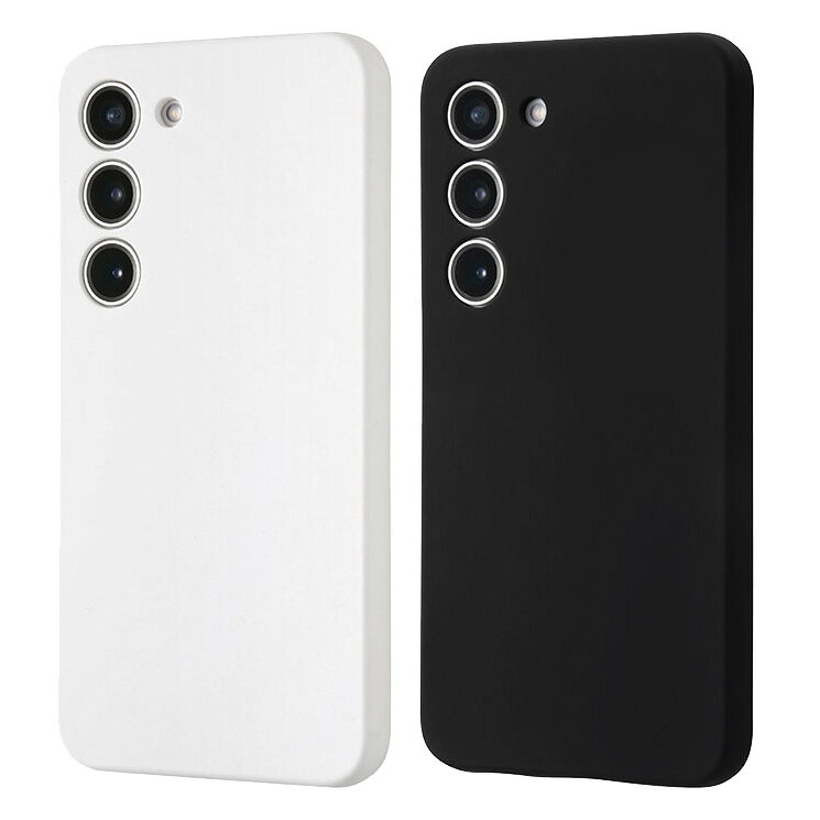 乐天商城 - Galaxy S23 ケース シリコン ブラック ホワイト スマホ カバー カメラ 保護 ギャラクシー SC-51D SCG19 docomo ドコモ au エーユー 無地 シンプル さらさら IS-GS23C17