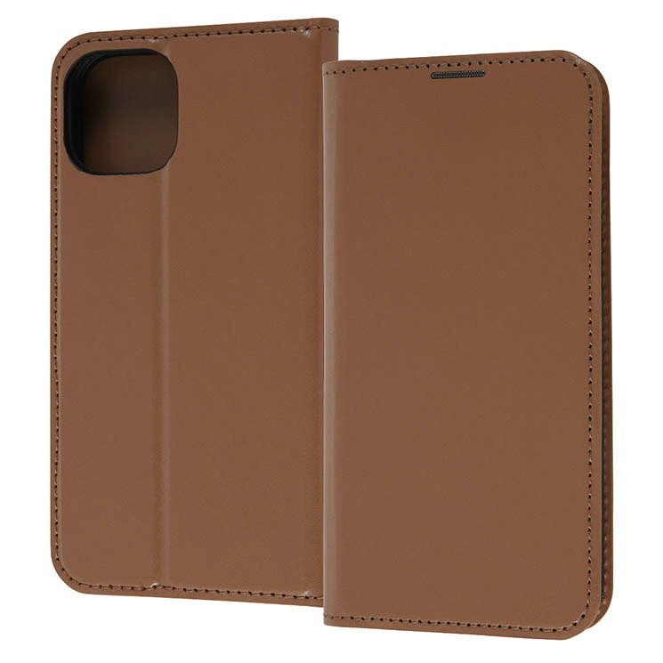 乐天商城 - iPhone 14 iPhone 13 手帳型 スマホ ケース カバー シンプル ブラウン PU レザー 耐衝撃 カード 収納 ポケット ストラップホール 付 スタンド機能付き