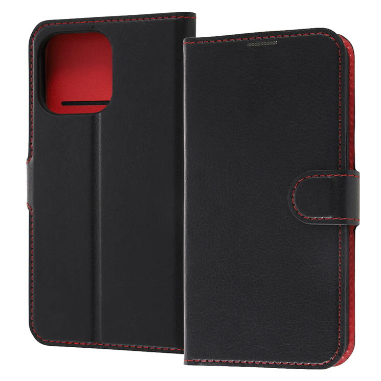 iPhone 14 Pro Max 手帳型 スマホ ケース カバー シンプル ブラック レッド 耐衝撃 カード 収納 ポケット ストラップホール 付 スタンド 機能(2.0)