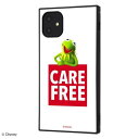 iPhone 11 耐衝撃ケース ディズニー カーミット ハイブリッドカバー KAKU スクエア 四角 キャラ おしゃれ かわいい 可愛い イングレム IQ-D...