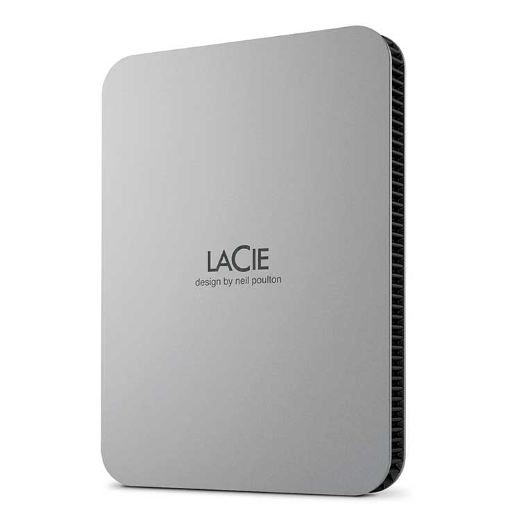 エレコム LaCie 外付け HDD 1TB ポータブル Mobile Drive USB3.2 USB Type-C×1 3年保証 Toolkit付属 【 Windows Mac iPad 】対応 ムーン・シルバー