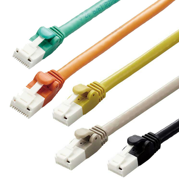 Lan （~5 m） - エレコム LANケーブル CAT6A 5m 高速 10Gbps ストレート 爪折れ防止 RoHS指令準拠 ブラック ブラック/オレンジ/グリーン/ライトグレー/イエロー