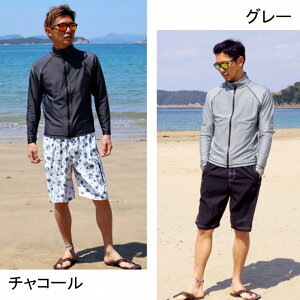 ラッシュガード メンズ 長袖 ジップアップ 無地 UPF50+大きいサイズ M L LL 3L 4L 5L【cross-20】学校用 水着 トレーニングウェア ジム 水泳 海水浴 サーフィン マリンスポーツ UVブロック 紫外線防止 日焼け防止 リゾート 海外旅行通販格安セール情報 楽天 通販