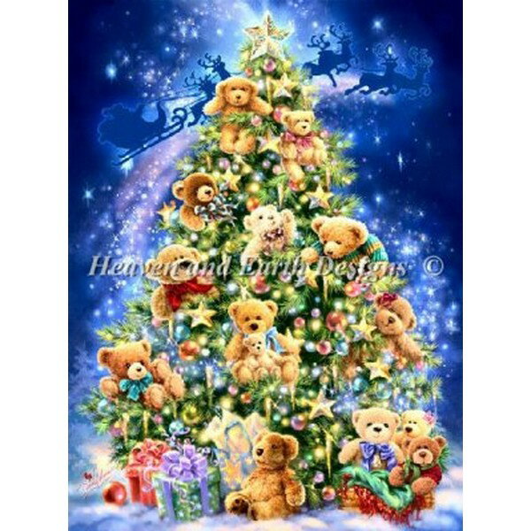 クロスステッチ キット 上級者 全面刺し クリスマス Mini Teddy Bear Tree 25ct - HAED(Heaven And Earth Designs)