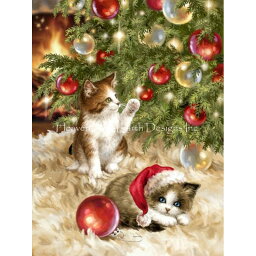 クロスステッチ キット Mini Christmas Tree Kittens 25ct - Heaven And Earth Designs(HAED)上級者 全面刺し 猫 クリスマス