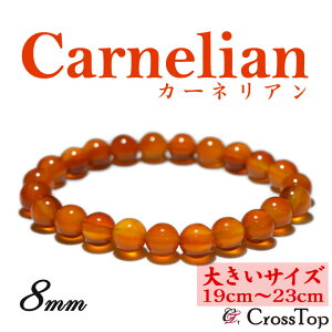 【大きいサイズ・19cm〜23cm】天然石 カーネリアン ブレスレット 8mmパワーストーン 珠数 念珠 カーネリアンブレスレット バングル 一連 ブレス 赤 レッド オレンジ レッドカーネリアン 新規事業 心機一転 第一歩 勇気 誕生石 7月 プレゼント
