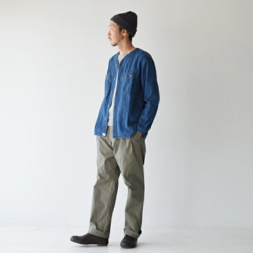 オアスロウ/orslow ノーカラー デニムシャツ 長袖/NO CALLAR DENIM SHIRT デニムユーズド レディース/メンズ 2019秋冬 トップス 01-8073-95 【送料無料】 0821