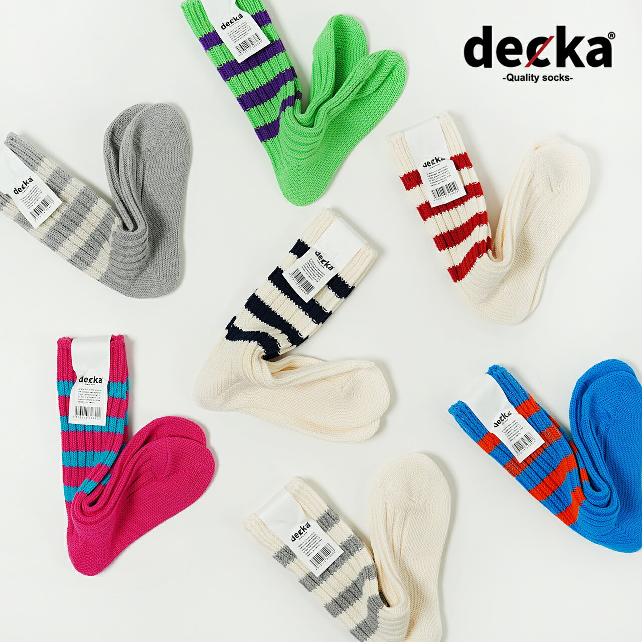 デカクオリティソックス decka Quality socks ヘビーウエイト ソックス Heavyweight Socks 靴下 カラー リブソックス ボーダー ストライプ メンズ レディース 2022秋冬 de-29 de-29-2 【メール便可】0819