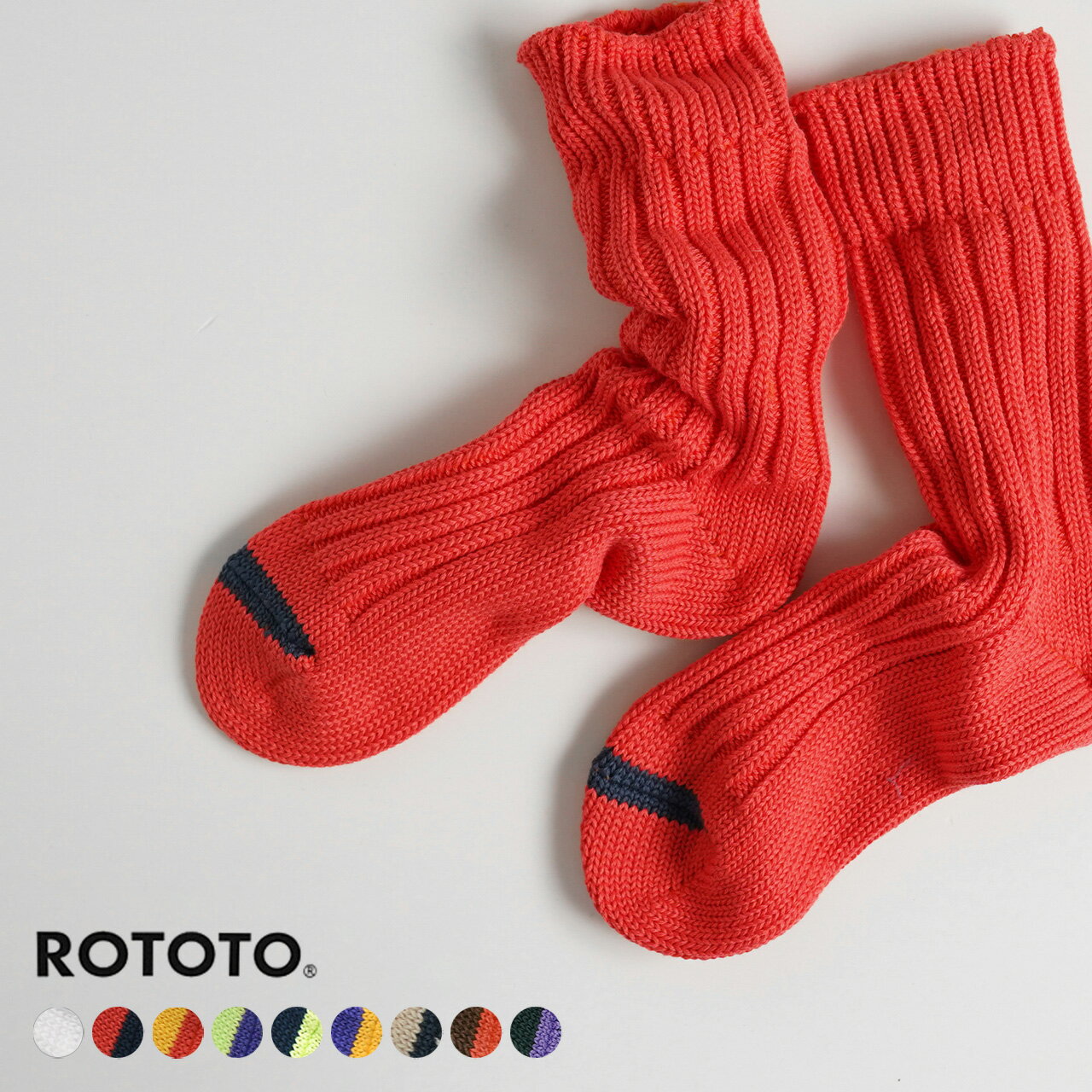 ȥ ROTOTO 󥭡  롼 å CHUNKY RIBBED CREW SOCKS   ǥ 2022 R1398 ڥ᡼زġ