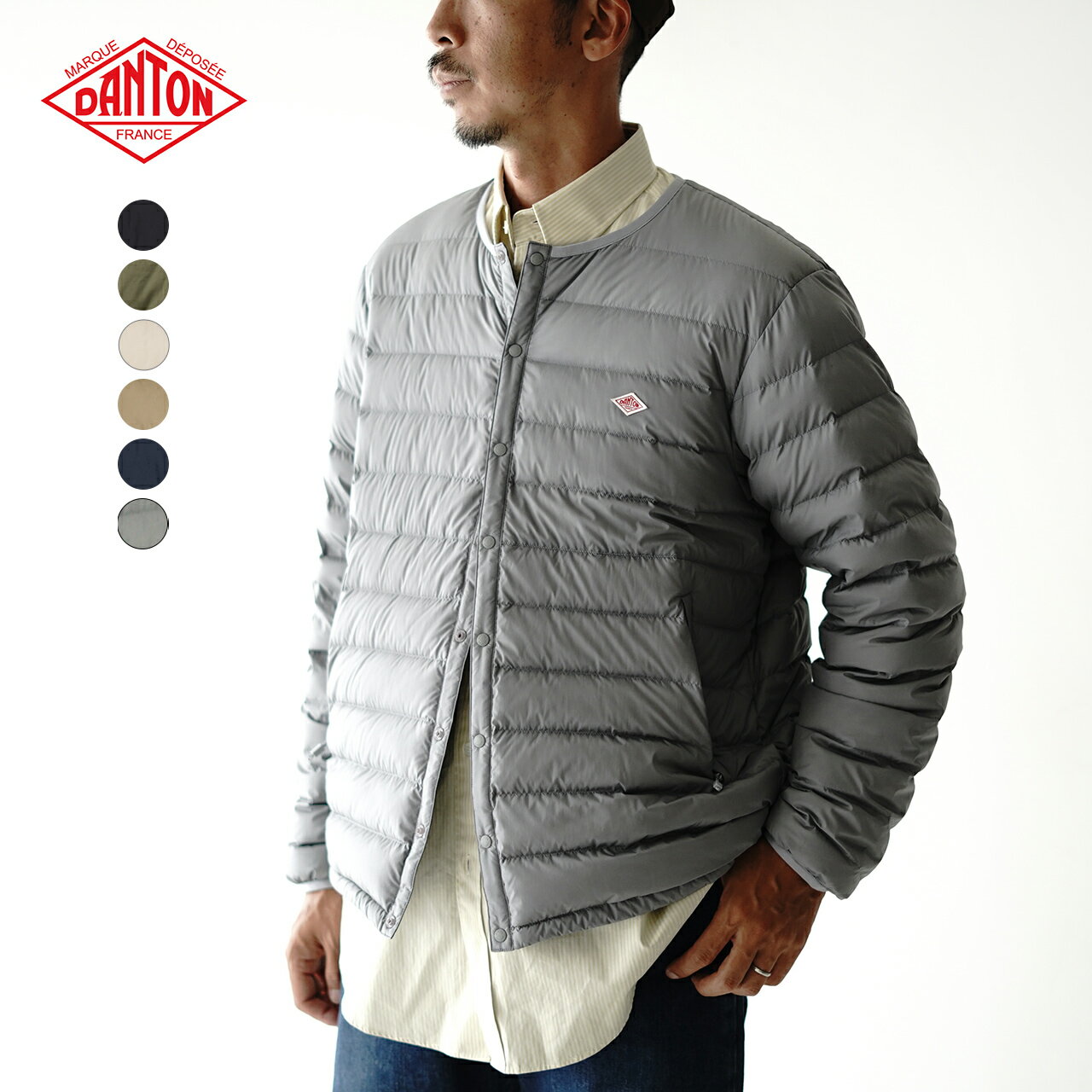 ダントン DANTON 軽量 クルーネック インナー ダウン ジャケット INNER DOWN CREWNECK JACKET ブラック カーキ グリーン ホワイト ベージュ ネイビー グレー メンズ レディース DT-A0001 DT-A0025 【送料無料】【クーポン対象外】0711のサムネイル