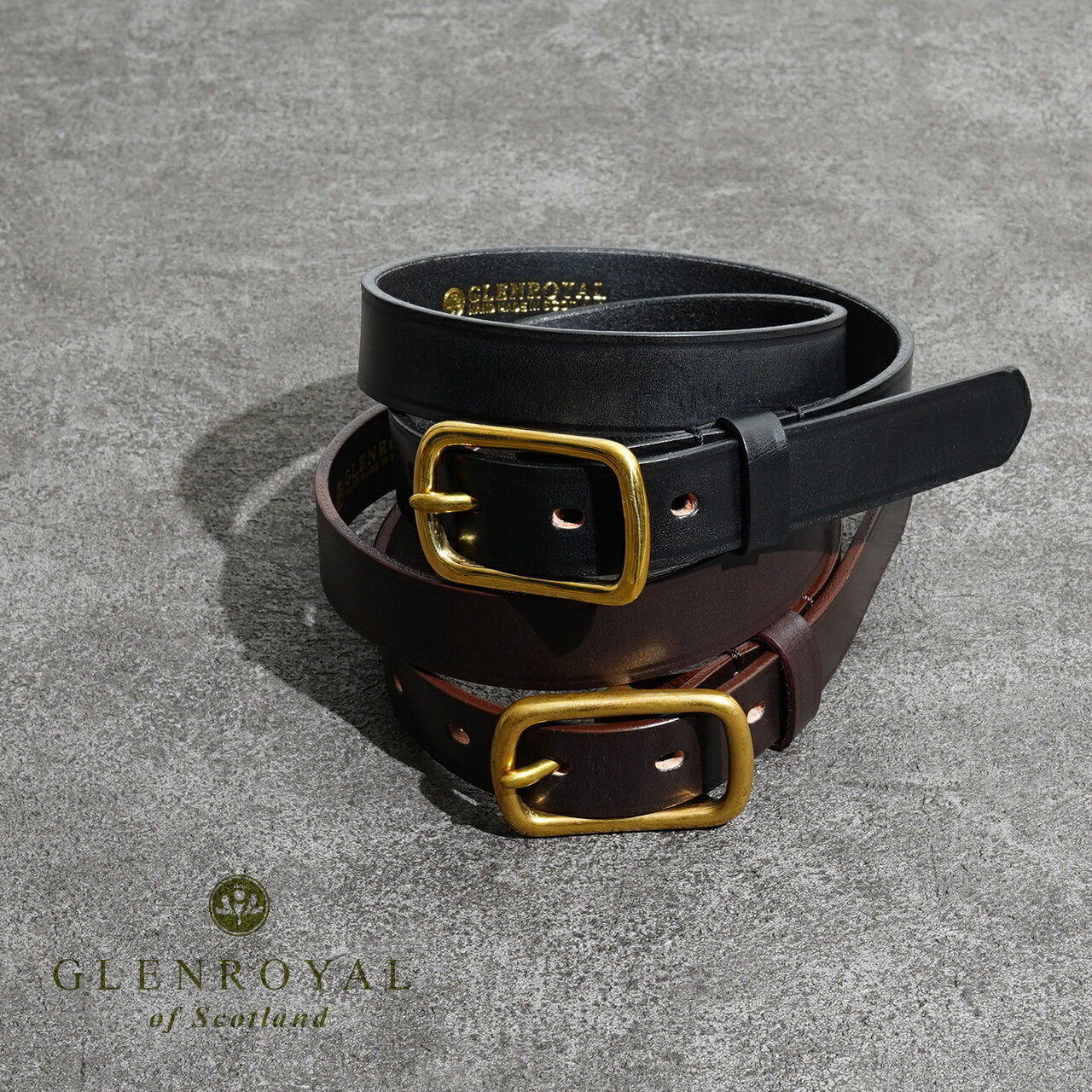 グレンロイヤル 革ベルト メンズ グレンロイヤル GLENROYAL ベルト ウィズ ヘッドカラーバックル BELT WITH HEAD COLLAR BACKLE ブラック ブラウン 黒 茶 ブライドルレザー メンズ レディース 06-5798【送料無料】1121