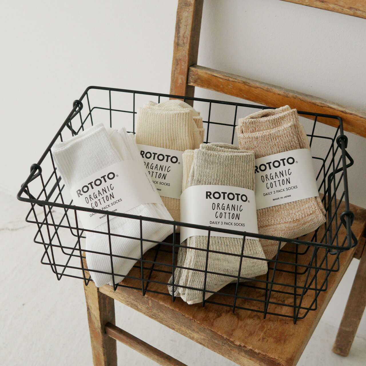 ROTOTO ロトト オーガニック デイリー 3パック リブド クルー ソックス ORGANIC DAILY 3 PACK RIBBED CREW SOCKS 3足セット 靴下 メンズ レディース R1427【送料無料】