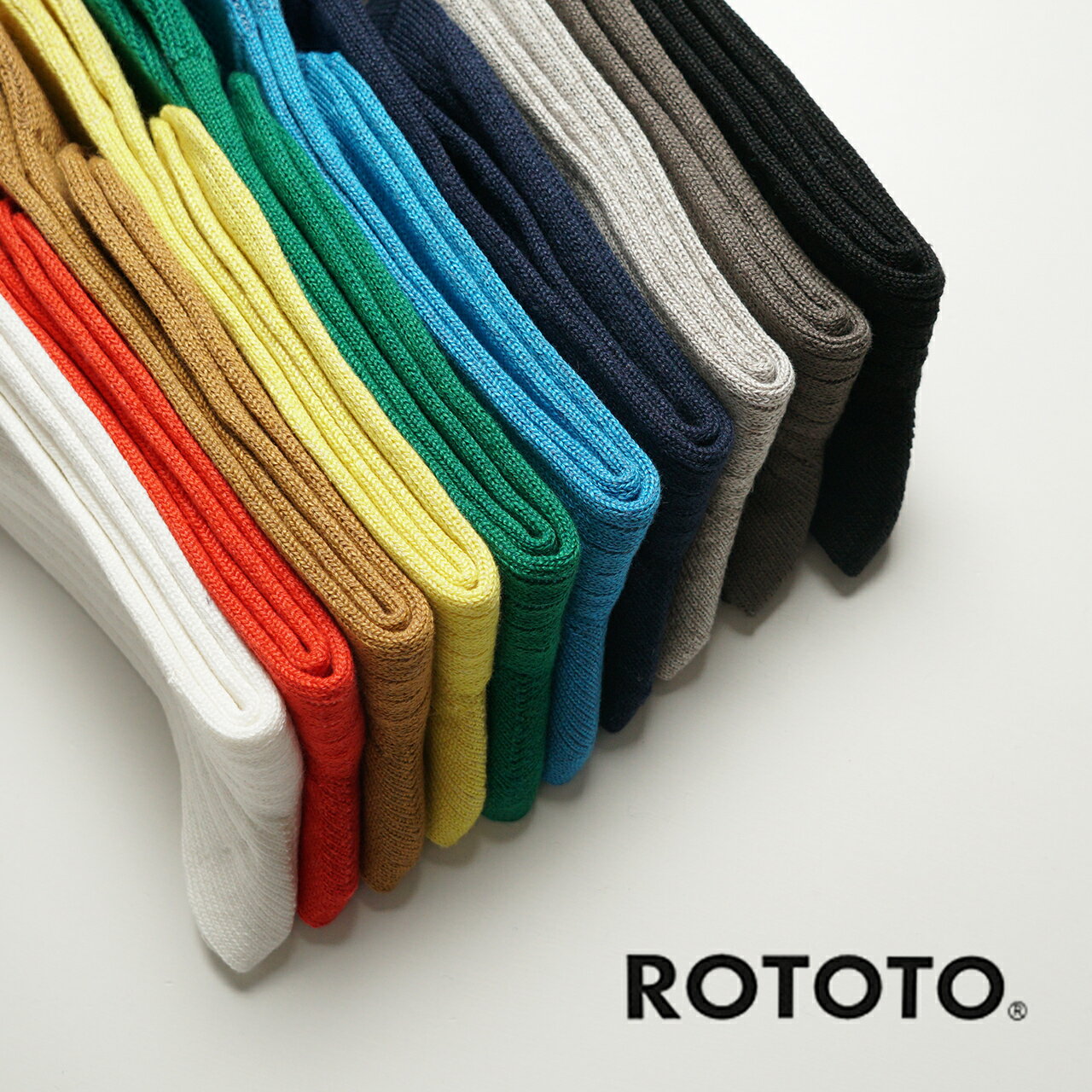 ロトト ROTOTO リネン コットン リブド クルー ソックス LINEN COTTON RIBBED CREW SOCKS 靴下 メンズ レディース R1461