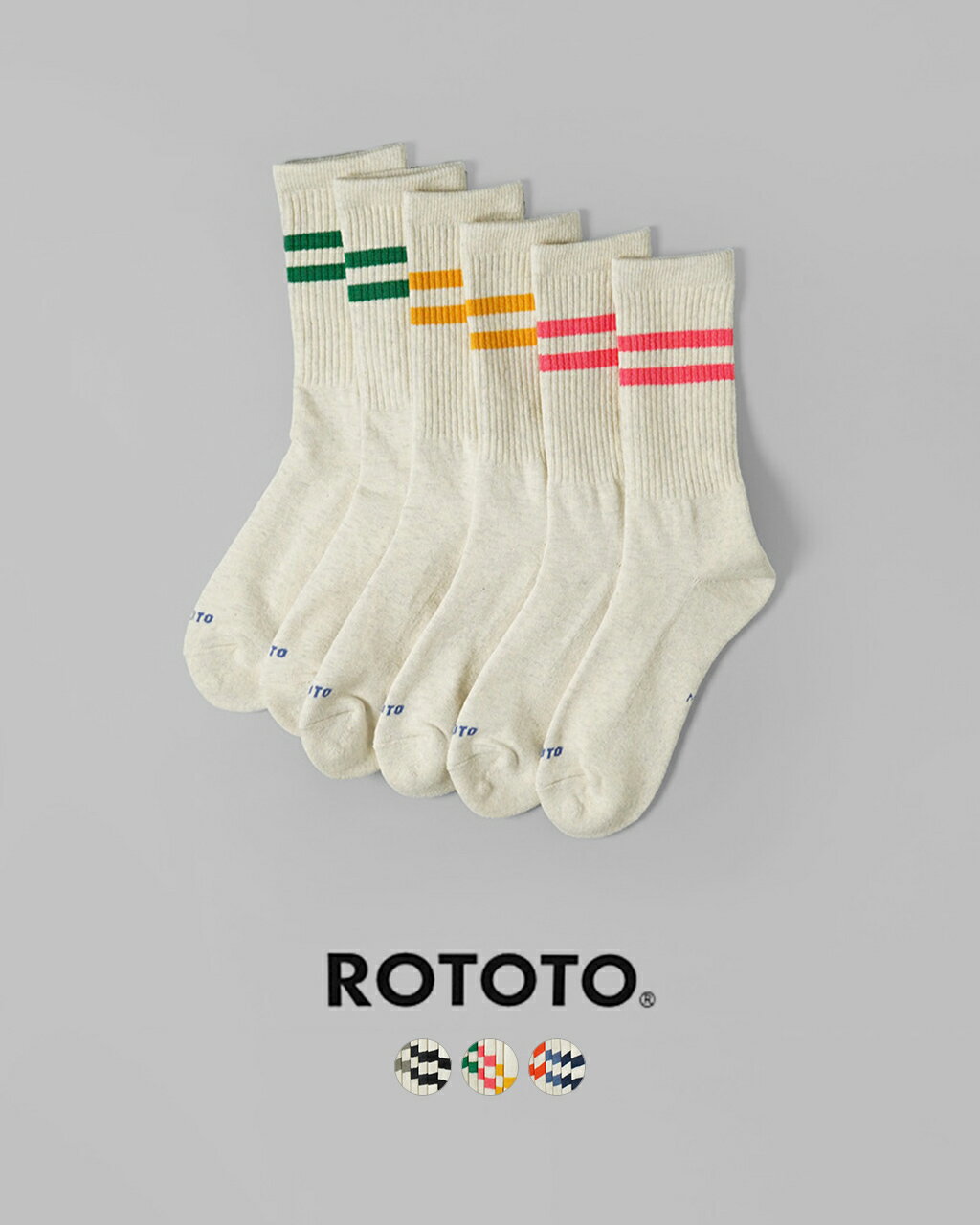 ロトト ROTOTO クラシック アスレチック 3パック クルーソックス CLASSIC ATHLE