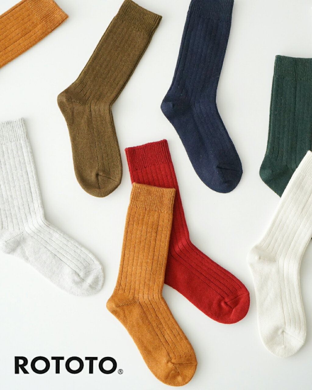 ロトト ROTOTO コットン ウール リブ クルー ソックス COTTON WOOL RIBBED CREW SOCKS 靴下 メンズ レディース R1327...