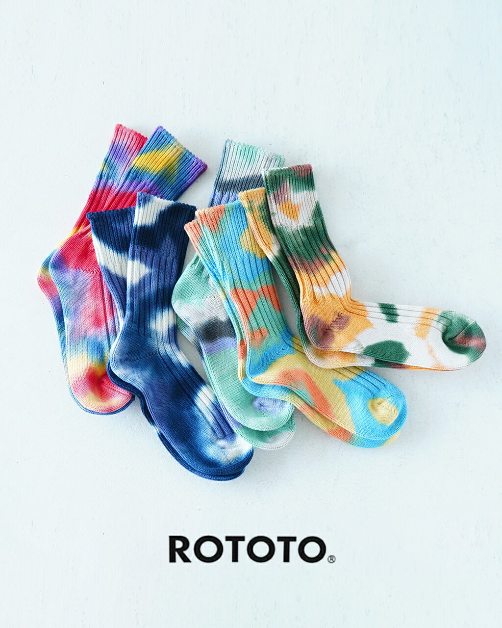 rototo 靴下 メンズ ロトト ROTOTO チャンキー リブ クルー ソックス ”タイダイ染め” CHUNKY RIBBED CREW SOCKS ”TIE DYE” 靴下 メンズ レディース R1415【メール便可】0117 xp10