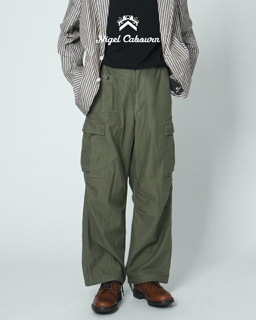 ナイジェル・ケーボン Nigel Cabourn ミリタリー アーミー カーゴパンツ ARMY CARGO PANT  グリーン カーキ メンズ 80470050012