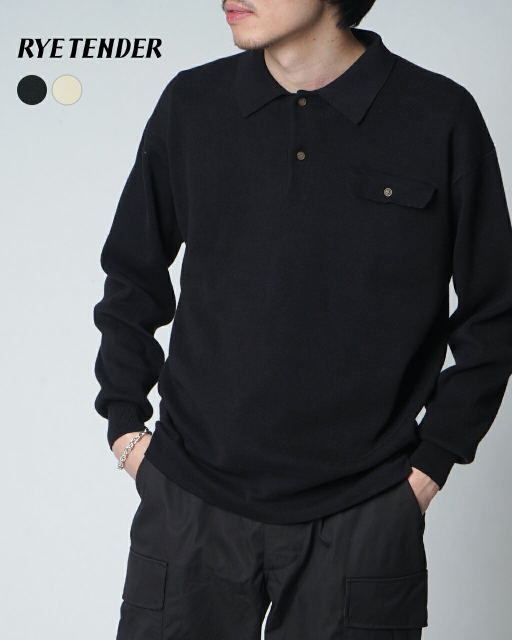 ライテンダー RYE TENDER マリー ニット ポロ MURRAY KNIT POLO ホワイト ブラック メンズ レディース R24-01-01-0140211