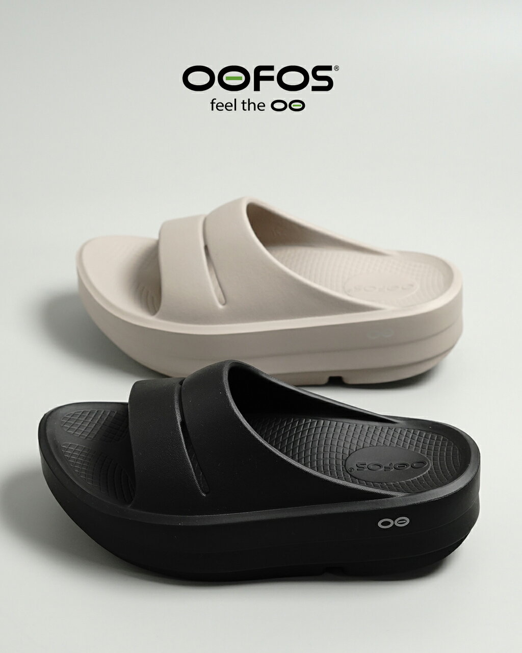 ウーフォス OOFOS ウーメガ ウーアー OOmega OOahh 厚底 プラットフォーム リカバリー スライドサンダル ブラック ベージュ メンズ レディース 【送料無料】0306のサムネイル