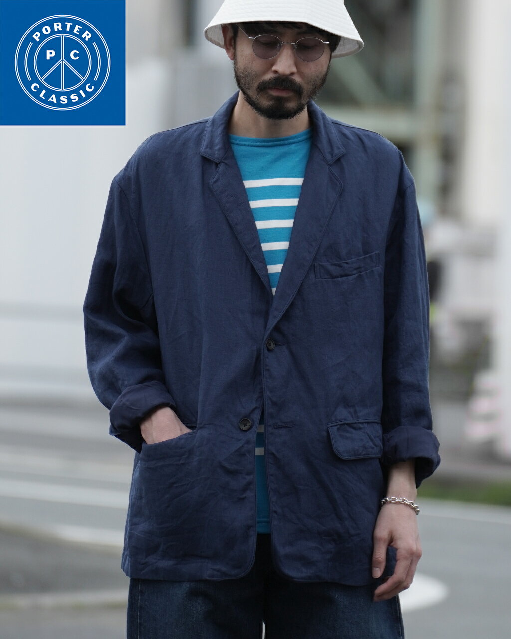 ポータークラシック PORTER CLASSIC リネン クラシック ジャケット LINEN CLASSIC JACKET テーラード ブルー 青 メンズ PC-021-2677【送料無料】0330 xp10