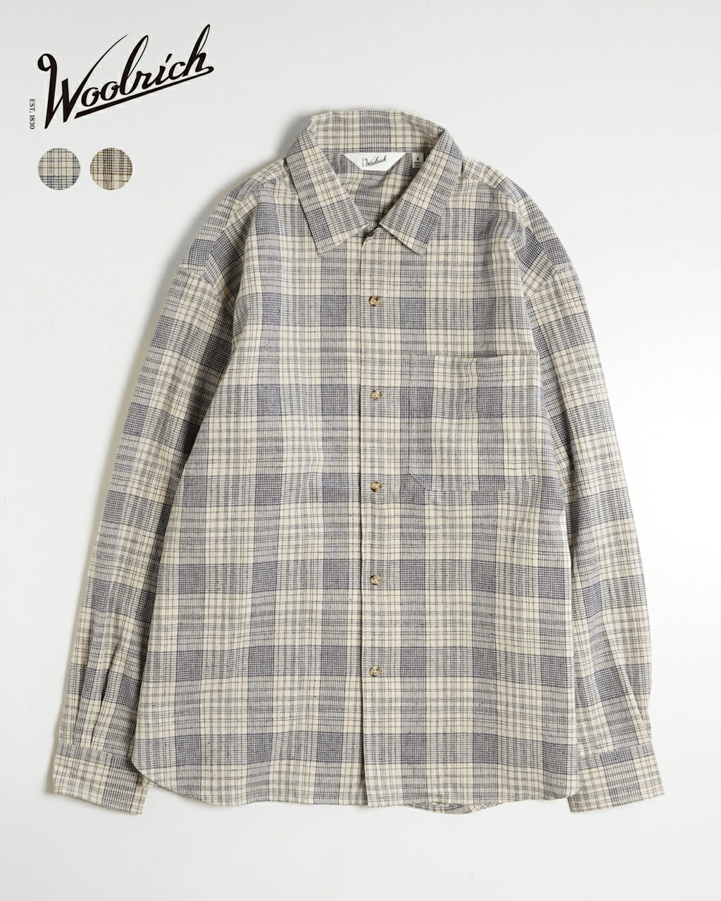 【期間限定！20%OFFクーポン】ウールリッチ WOOLRICH リネンシャツ キャンプカラー メン