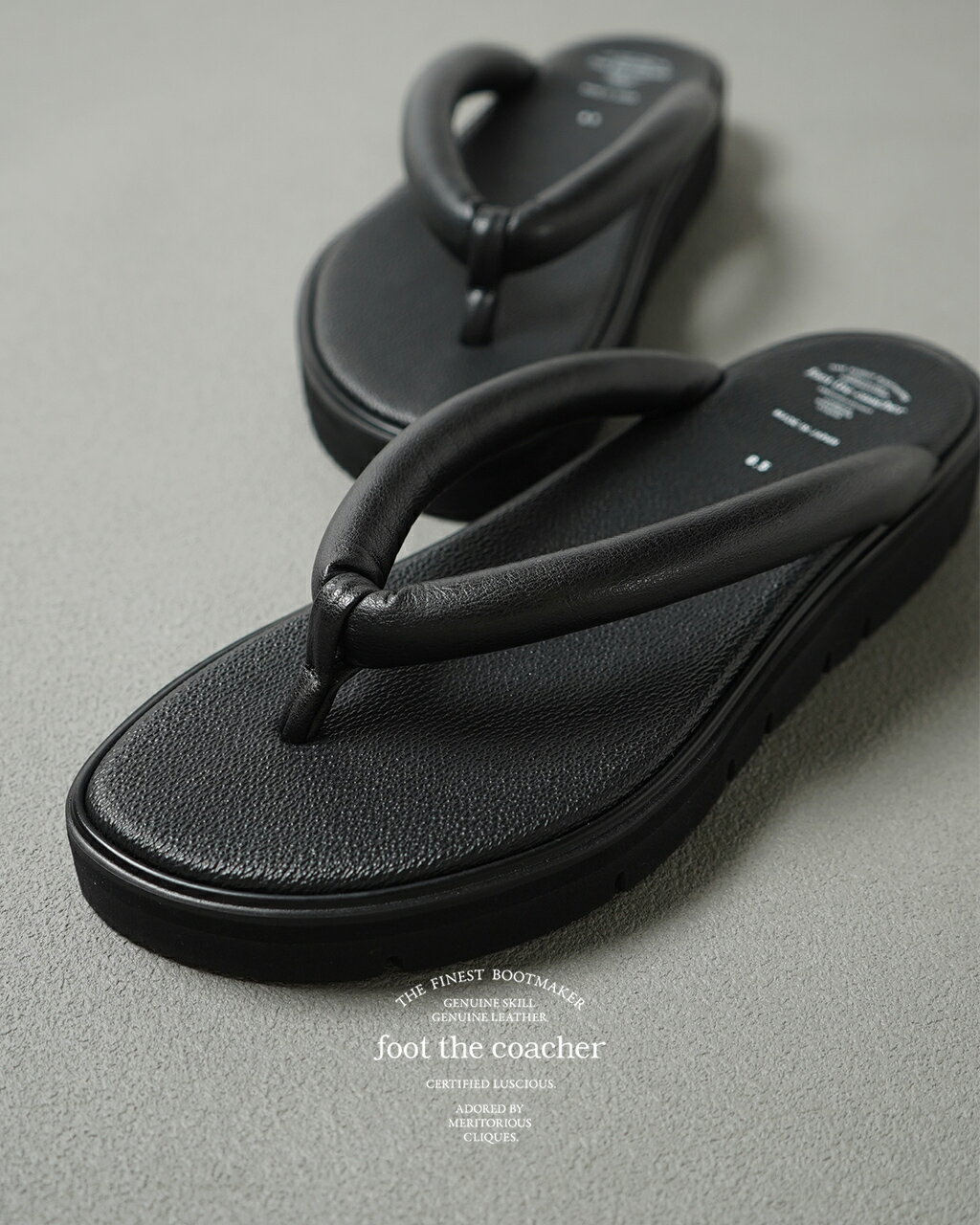 フットザコーチャー foot the coacher 雪駄サンダル(グロクシーカット ミディアムソール) メンズ SETTA SANDALS(GLOXI CUT MEDIUM SOLE) 厚底 トングサンダル ブラック 黒 FTC2512010 0426 xp10