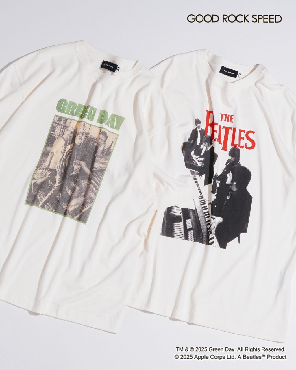 楽天Crouka LR／クローカ エルアール【期間限定！ポイント10倍】グッドロックスピード GOOD ROCK SPEED 半袖Tシャツ THE BEATLES / GREEN DAY メンズ レディース ザ・ビートルズ / グリーンデイ バンドT グラフィックT ロゴT プリントT カットソー オフホワイト 25BTL002W 25GRD006W 0526 xp10