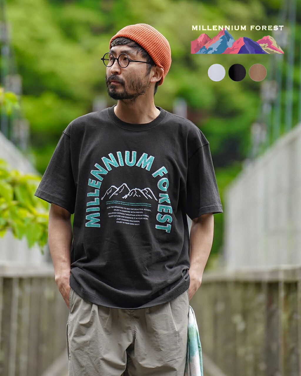樂天商城 - 【GWフェア！ポイント15倍】ミレニアムフォレスト MILLENNIUM FOREST 7.2オンス プリント Tシャツ CROUKA オリジナル メンズ レディース 7.2oz Print Tee ホワイト ブラック ブラウン 白 黒 茶 0612 xp1015