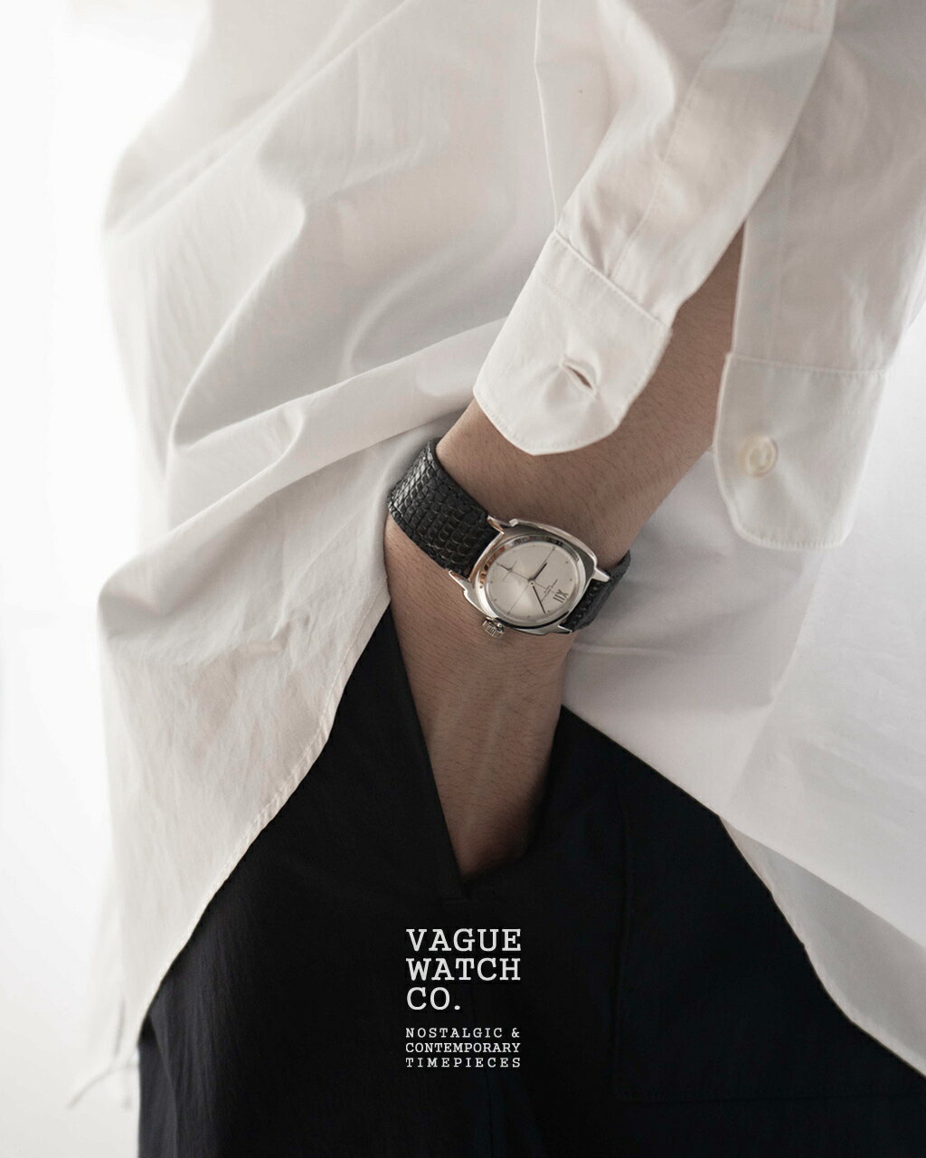ヴァーグウォッチカンパニー VAGUE WATCH Co. 腕時計 メンズ レディース Coussin Sophie Dress Lizard 1920年代 アンティーク風 リザードベルト 小物 ギフト ブラック モカ ダークブラウン CO-010-SS 0614