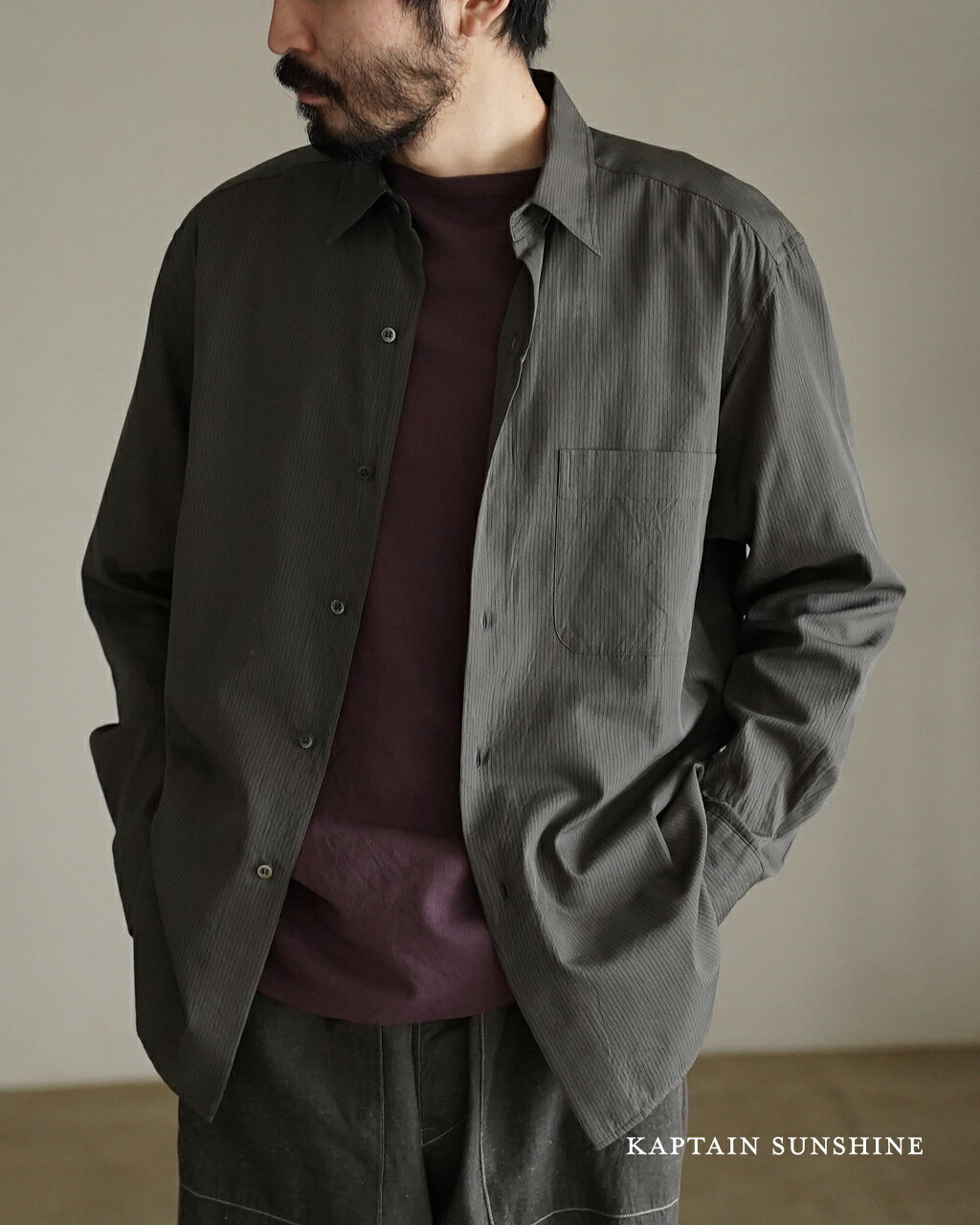 樂天商城 - キャプテンサンシャイン KAPTAIN SUNSHINE レギュラーカラーシャツ ストライプ メンズ Regular Collar Shirt STRIPE KS26SSH09 120/2 超長綿 コットン シルク リラックスフィット 日本製 0228 xp10