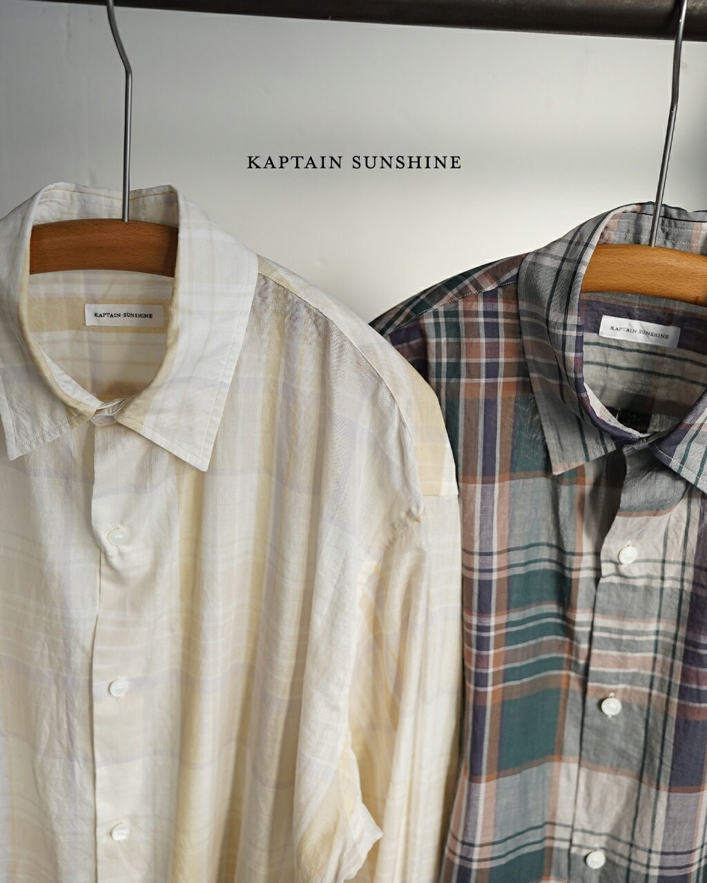 【SALE！20%OFF】キャプテンサンシャイン KAPTAIN SUNSHINE ガーゼ チェック シャツ メンズ Gauze Plaid Plain Shirt KS26SSH14 スーピマコットン 長袖 シャツ 160番手 レギュラーカラー 日本製 0307 spsale